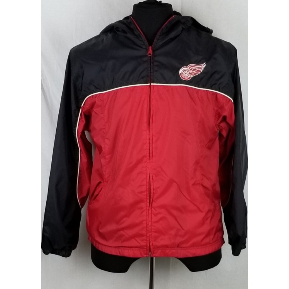 Genuine Stuff NHL Detroit Red Wings Windbreaker Jacket Red Black Size M 10-12
